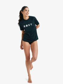 4 Essential - Short Sleeve Rash Vest for Women Black ERJWR03879 Roxy
