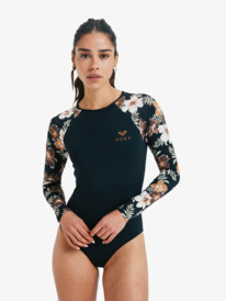 0 Basic Mix - Long Sleeve One-Piece Swimsuit for Women Brown ERJWR03885 Roxy