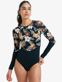 1 Fashion - Long Sleeve One-Piece Swimsuit for Women Brown ERJWR03887 Roxy