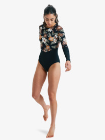 4 Fashion - Long Sleeve One-Piece Swimsuit for Women Brown ERJWR03887 Roxy