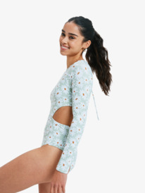 1 Dream Floral - Long Sleeve One-Piece Swimsuit for Women Green ERJWR03888 Roxy