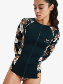 1 Full Zipped Mix - Rash Vest met Rits en Lange Mouw voor Dames Brown ERJWR03890 Roxy