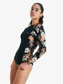 2 Full Zipped Mix - Rash Vest met Rits en Lange Mouw voor Dames Brown ERJWR03890 Roxy