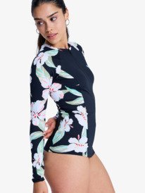 1 Ls Zip Lycra - Zipped Long Sleeve Rash Vest for Women Black ERJWR03898 Roxy