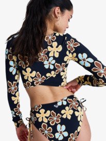 3 The Beach Babe - Cropped Rash Vest met Lange Mouw voor Dames Black ERJWR03902 Roxy