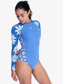 1 Flower Soul Surf - Long Sleeve One-Piece Swimsuit for Women Blue ERJWR03904 Roxy