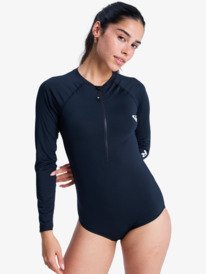 0 Essentials - Maillot de bain une pièce à manches longues avec zip dos pour Femme Noir ERJWR03906 Roxy