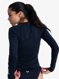 4 Essentials - Zipped Long Sleeve Rash Vest for Women Black ERJWR03910 Roxy