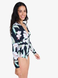 1 Beach Classic - Long Sleeve One-Piece Swimsuit for Women Black ERJWR03923 Roxy