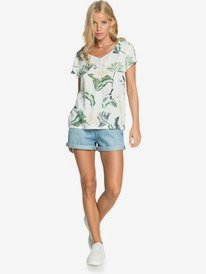 3 Paradise Stories - Short Sleeve Viscose Top for Women White ERJWT03467 Roxy