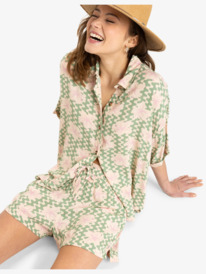 3 Beach Nostalgia - Chemise à manches courtes pour Femme Vert ERJWT03665 Roxy