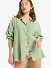 0 Morning Time - Oversize Long Sleeves Shirt for Women Green ERJWT03674 Roxy