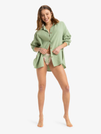 2 Morning Time - Oversize Long Sleeves Shirt for Women Green ERJWT03674 Roxy