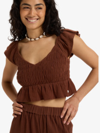 0 Brisa Nova - Top de manga corta para Mujer Marron ERJWT03689 Roxy