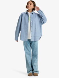 6 Kick Back Washed Cord - Veste chemise boutonnée pour Femme Bleu ERJWT03697 Roxy