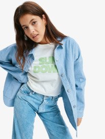 0 Kick Back Washed Cord - Veste chemise boutonnée pour Femme Bleu ERJWT03697 Roxy