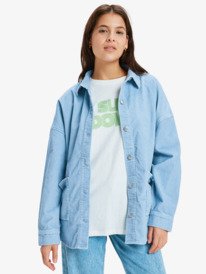 1 Kick Back Washed Cord - Veste chemise boutonnée pour Femme Bleu ERJWT03697 Roxy