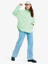 5 Kick Back Washed Cord - Giacca camicia con bottoni da Donna Green ERJWT03697 Roxy