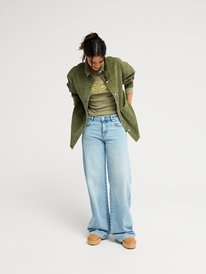 6 Kick Back Washed Green ERJWT03697 Roxy