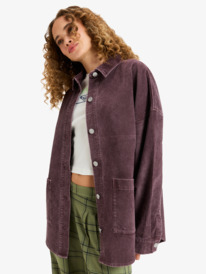 2 Kick Back Washed Cord - Button Down Shirt Jacket for Women Red ERJWT03697 Roxy