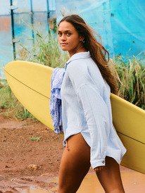 1 Morning Time - Oversized overhemd met lange mouw voor Dames Blue ERJWT03698 Roxy