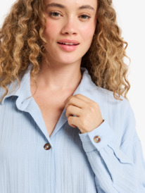 6 Morning Time - Oversized overhemd met lange mouw voor Dames Blue ERJWT03698 Roxy