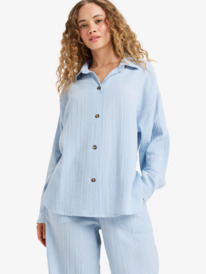 2 Morning Time - Oversized overhemd met lange mouw voor Dames Blue ERJWT03698 Roxy