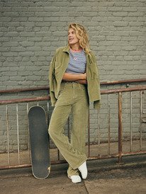 1 Chilled Out Washed - Zip-up Corduroy Jacket for Women Green ERJWT03732 Roxy