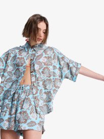 5 Beachy Nostalgia - Overhemd met Korte Mouwen voor Dames Brown ERJWT03746 Roxy