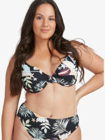 1 Printed Beach Classics - Top de bikini con aros copa D para Mujer Negro ERJX304343 Roxy