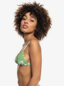 6 Wildflowers - Reversible Tiki Tri Bikini Top for Women Green ERJX304423 Roxy