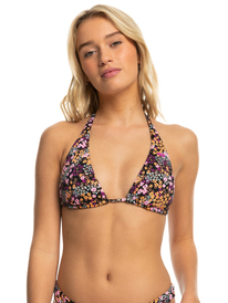 0 Printed Beach Classics - Tiki Tri Bikini Top for Women Black ERJX305080 Roxy