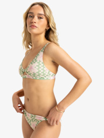 1 Hibiscus Daze - Medium Coverage Bikini Top for Women Green ERJX305452 Roxy