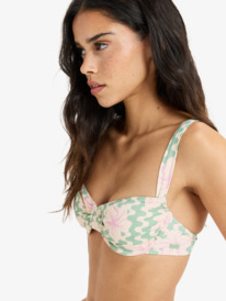 4 Hibiscus Daze - Medium Coverage Bikini Top for Women Green ERJX305454 Roxy