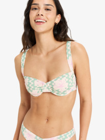 0 Hibiscus Daze - Medium Coverage Bikini Top for Women Green ERJX305454 Roxy