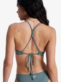 3 Solid Essentials - Triangle Bikini Top for Women Green ERJX305650 Roxy