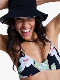 5 Printed Essentials - Triangle Bikini Top for Women Black ERJX305660 Roxy