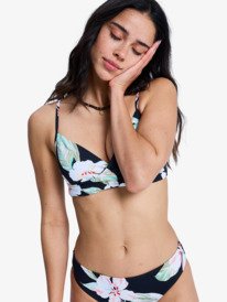 0 Printed Essentials - Top de bikini Bralette para mujer Negro ERJX305694 Roxy