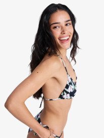 1 Printed Essentials Tiki Tri - Triangle Bikini Top for Women Black ERJX305695 Roxy