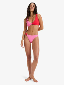 3 Lagos High Leg Cheeky - Braguita de bikini para mujer Rojo ERJX405113 Roxy