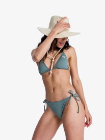 0 Solid Essentials - Tie Side Bikini Bottoms for Women Green ERJX405209 Roxy