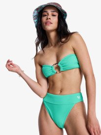 3 Roxy Sunshine - Cueca de biquíni com cintura subida para Mulher Verde ERJX405233 Roxy