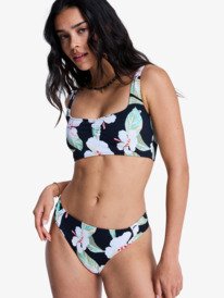 0 Printed Essentials - Medium Coverage Bikini Bottoms for Women Black ERJX405245 Roxy