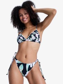 6 Printed Essentials - Bas de bikini &eacute;chancr&eacute; pour Femme Noir ERJX405246 Roxy