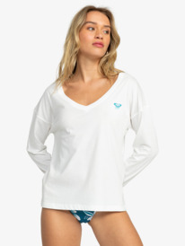 0 Roxy Life Love - Long Sleeve V-Neck Top for Women White ERJZT05516 Roxy