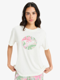 0 Oceanregular Round Hibiscus - T-shirt met Korte mouw voor Dames White ERJZT05927 Roxy