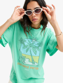5 Sunnyoversize Enzyme Wash - Camiseta de manga corta serigrafiada para Mujer Verde ERJZT05966 Roxy