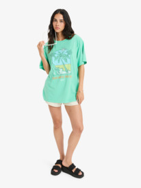 3 Sunnyoversize Enzyme Wash - Camiseta de manga corta serigrafiada para Mujer Verde ERJZT05966 Roxy