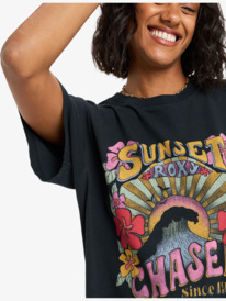 4 Sunnyoversize Stone Wash - T-shirt oversized para mulher Preto ERJZT06023 Roxy