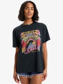 0 Sunnyoversize Stone Wash - T-shirt oversized para mulher Preto ERJZT06023 Roxy